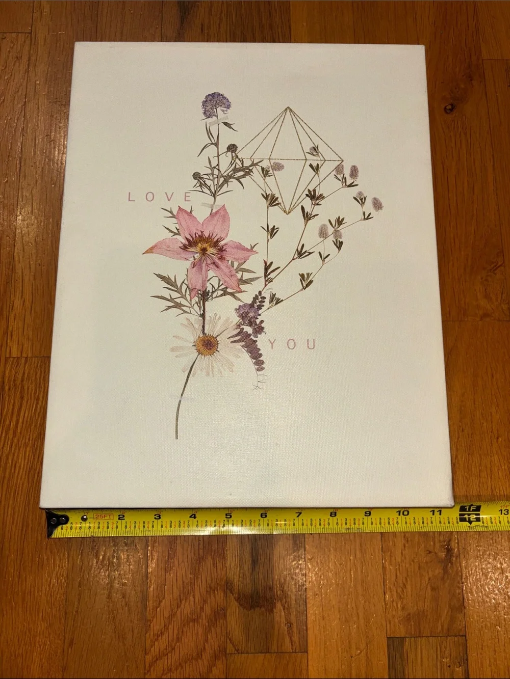 Floral 'Love You' Pink and Purple Wall Art Canvas 11x14